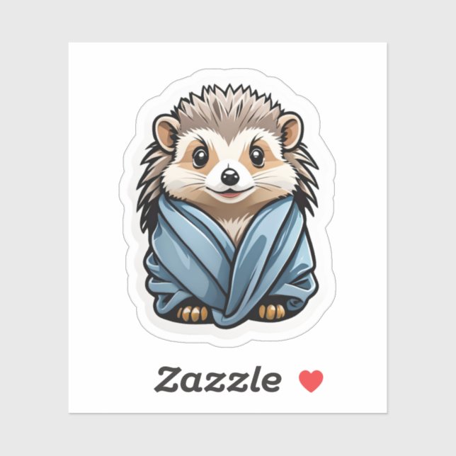 Niedlicher Igel im Handtuch ummantelt Aufkleber (Blatt)