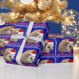 Niedlicher Igel in der Weihnachtsmannmütze Geschenkpapier