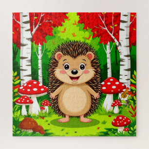Niedlicher Igel in einem hellen Wald Puzzle