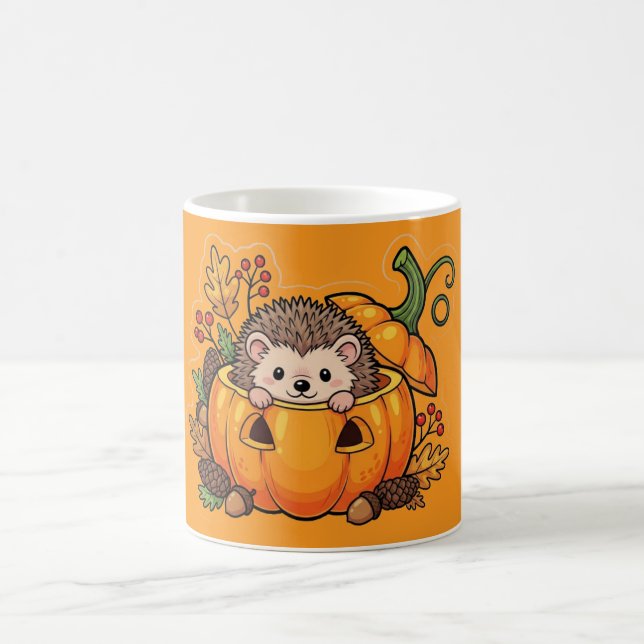Niedlicher Igel in Pumpkin - Herbst Herbst Kaffeep Kaffeetasse (Mittel)