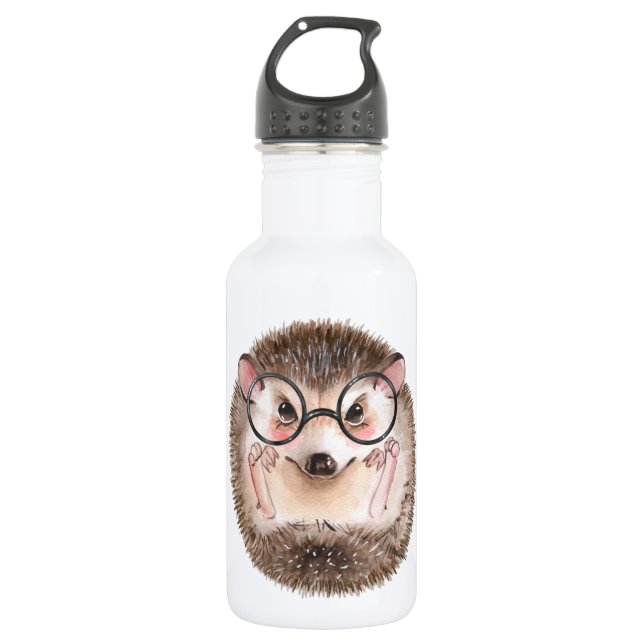 Niedlicher Igel in Wasserfarben Edelstahlflasche (Vorderseite)