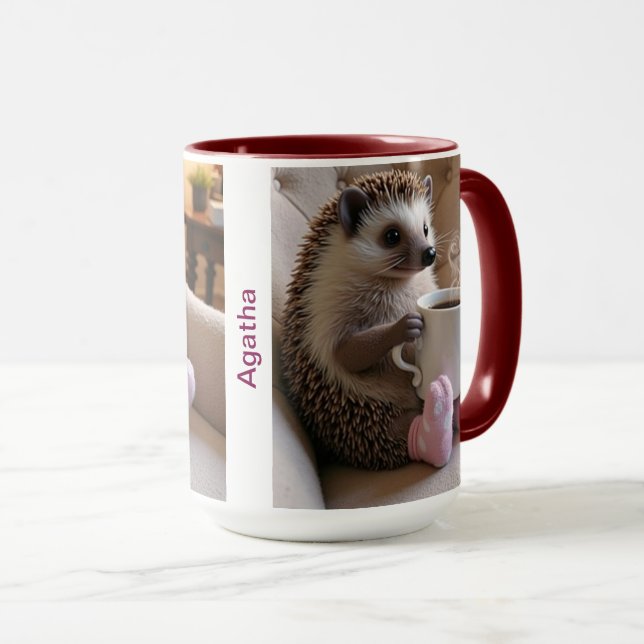 Niedlicher Igel Kaffeesocken bearbeitet Tasse (VorderseiteRechts)