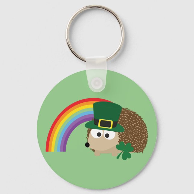 Niedlicher Igel Leprechaun Schlüsselanhänger (Vorderseite)