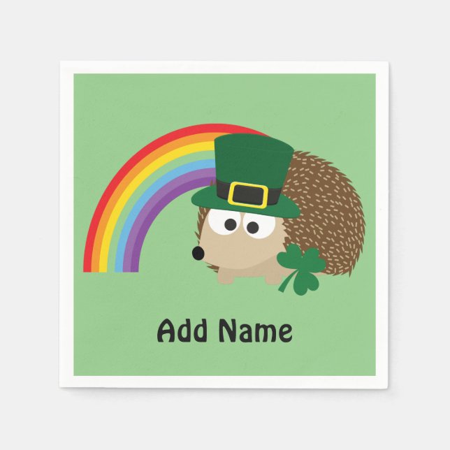 Niedlicher Igel Leprechaun Serviette (Vorderseite)