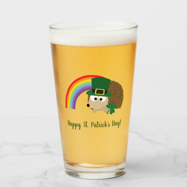 Niedlicher Igel Leprechaun St. Patrick's Day Glas (Vorne (Gefüllt))