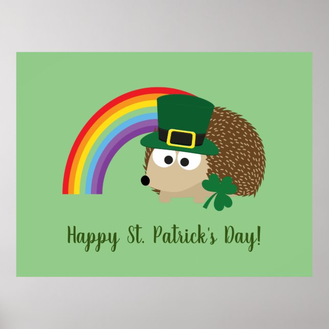 Niedlicher Igel Leprechaun St. Patrick's Day Poster (Vorne)