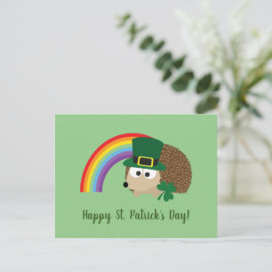 Niedlicher Igel Leprechaun St. Patrick's Day Postkarte