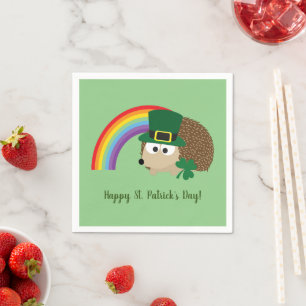 Niedlicher Igel Leprechaun St. Patrick's Day Serviette