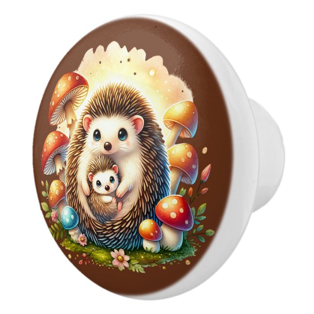 Niedlicher Igel liebt Tier Keramikknauf (Rechts)