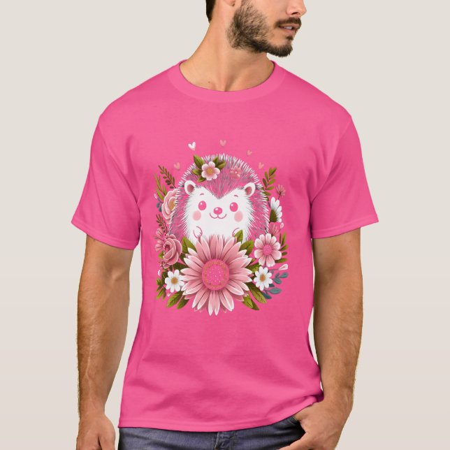 Niedlicher Igel mit Blume Shirt Sonniger Igel (Vorderseite)