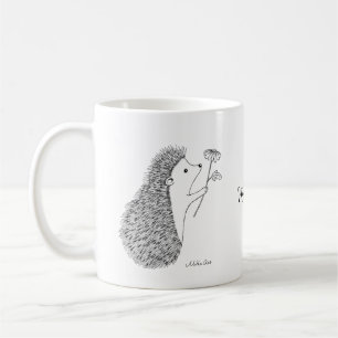Niedlicher Igel mit Blume Tinte zeichnend individu Kaffeetasse