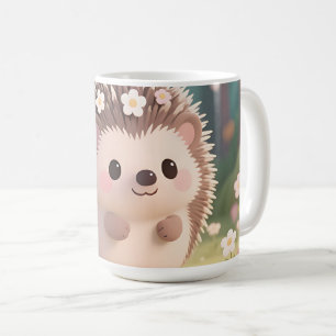 Niedlicher Igel mit Blumen Kawaii Wald Kaffeetasse