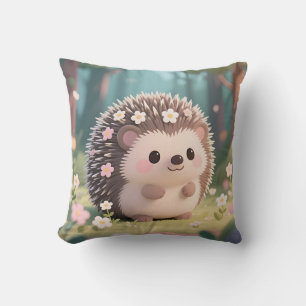 Niedlicher Igel mit Blumen Kawaii Wald Kissen