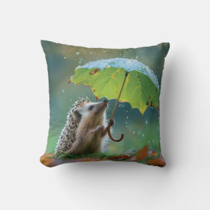 Niedlicher Igel mit einem Blattschirm Kissen