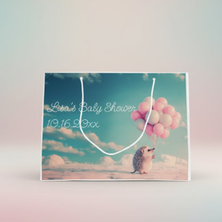 Niedlicher Igel mit Geburtstagsballons, anpassbar Große Geschenktüte