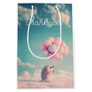Niedlicher Igel mit Geburtstagsballons, anpassbar Mittlere Geschenktüte