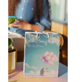 Niedlicher Igel mit Geburtstagsballons, anpassbar Mittlere Geschenktüte