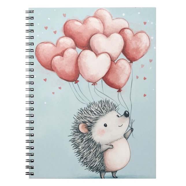 Niedlicher Igel mit Heart Spiral Foto Notebook Notizblock (Vorderseite)
