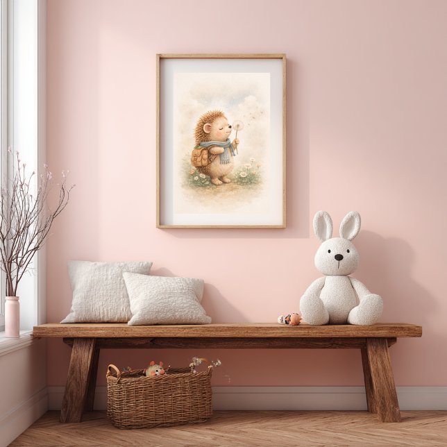 Niedlicher Igel mit Löwenzahn Neutrales Kinderzimm Poster (Von Creator hochgeladen)