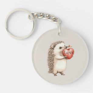 Niedlicher Igel mit roter Herzliebe Schlüsselanhänger
