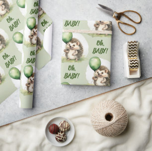 Niedlicher Igel Oh Baby Neutral Baby Dusche Geschenkpapier