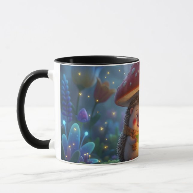 Niedlicher Igel-Pilz-Wald-Kaffeebecher Tasse (Links)