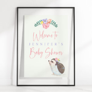 Niedlicher Igel Pink Baby Girl Babydusche Poster