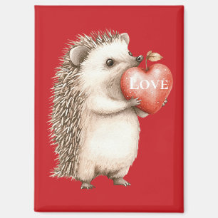 Niedlicher Igel Rotes Herz Liebe Magnet