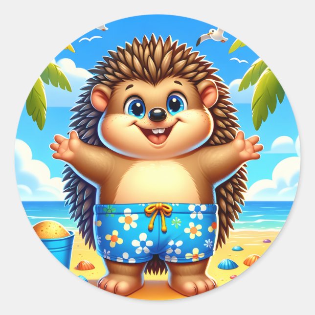 Niedlicher Igel Runder Aufkleber (Vorderseite)