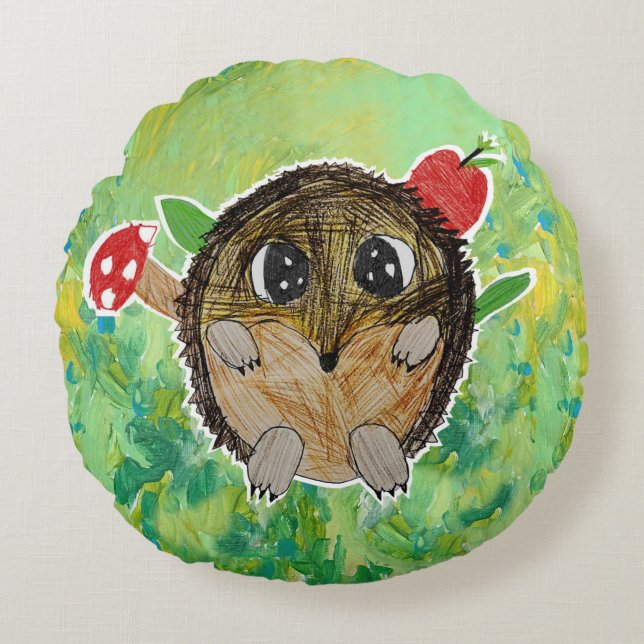 Niedlicher Igel Rundes Kissen (Vorderseite)