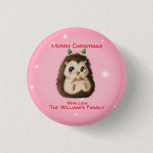 niedlicher Igel - Schaltfläche "Weihnachten" Button