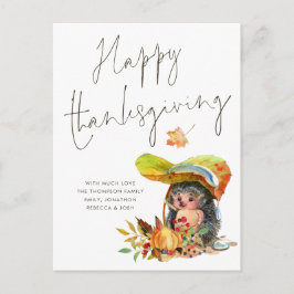 Niedlicher Igel Script Happy Thanksgiving Postkarte