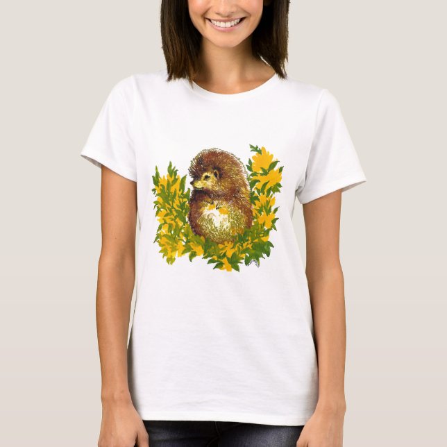 Niedlicher Igel Springtime-Wasserfarbe T-Shirt (Vorderseite)