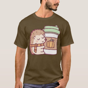 Niedlicher Igel umarmt Pumpkin GewürzLatte T-Shirt