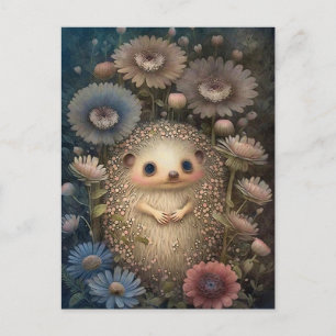 Niedlicher Igel und Blume Postkarte