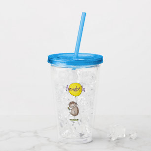 Niedlicher Igel und Muster des Cartoon in Ballon Acryltrinkbecher