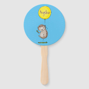 Niedlicher Igel und Muster des Cartoon in Ballon Fächer