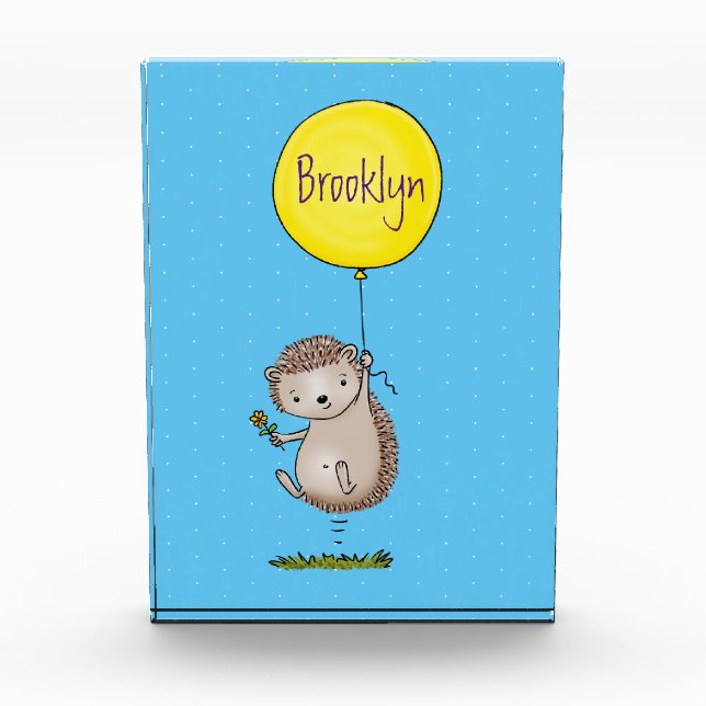 Niedlicher Igel und Muster des Cartoon in Ballon Fotoblock (Vorderseite)