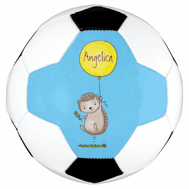 Niedlicher Igel und Muster des Cartoon in Ballon Fußball (Vorderseite)