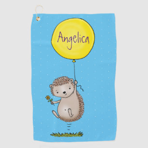 Niedlicher Igel und Muster des Cartoon in Ballon Golfhandtuch