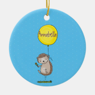 Niedlicher Igel und Muster des Cartoon in Ballon Keramik Ornament