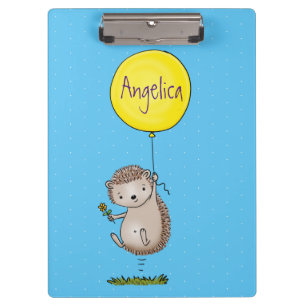 Niedlicher Igel und Muster des Cartoon in Ballon Klemmbrett