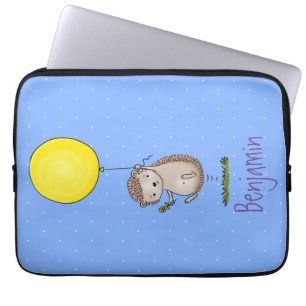 Niedlicher Igel und Muster des Cartoon in Ballon Laptopschutzhülle