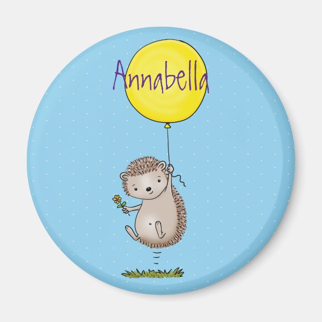 Niedlicher Igel und Muster des Cartoon in Ballon Magnet (Vorne)