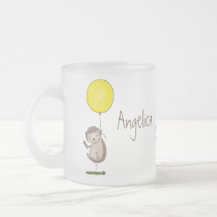 Niedlicher Igel und Muster des Cartoon in Ballon Mattglastasse