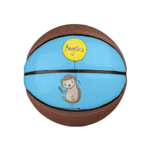 Niedlicher Igel und Muster des Cartoon in Ballon Mini Basketball