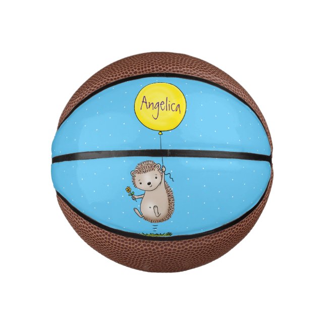 Niedlicher Igel und Muster des Cartoon in Ballon Mini Basketball (Vorderseite)