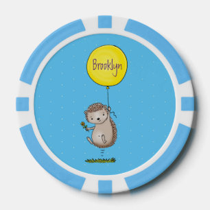 Niedlicher Igel und Muster des Cartoon in Ballon Pokerchips