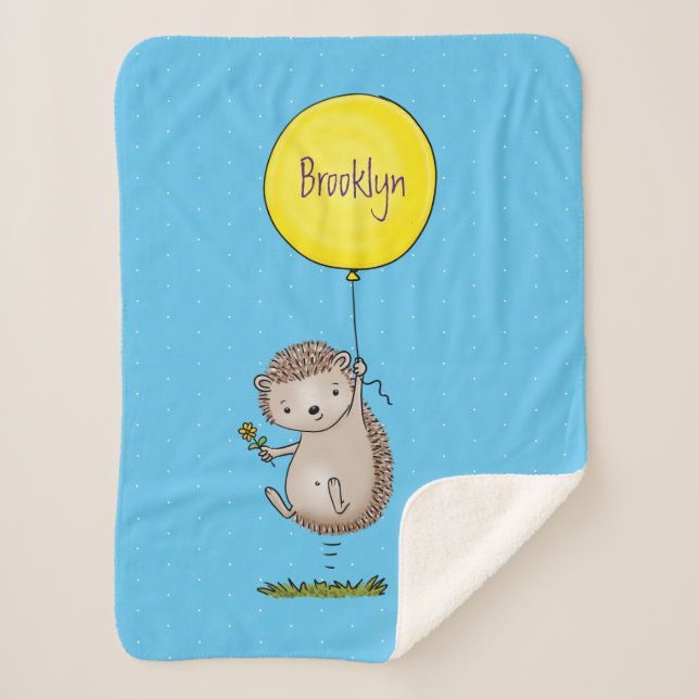 Niedlicher Igel und Muster des Cartoon in Ballon Sherpadecke (Vorderseite)
