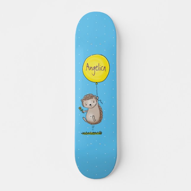 Niedlicher Igel und Muster des Cartoon in Ballon Skateboard (Vorne)